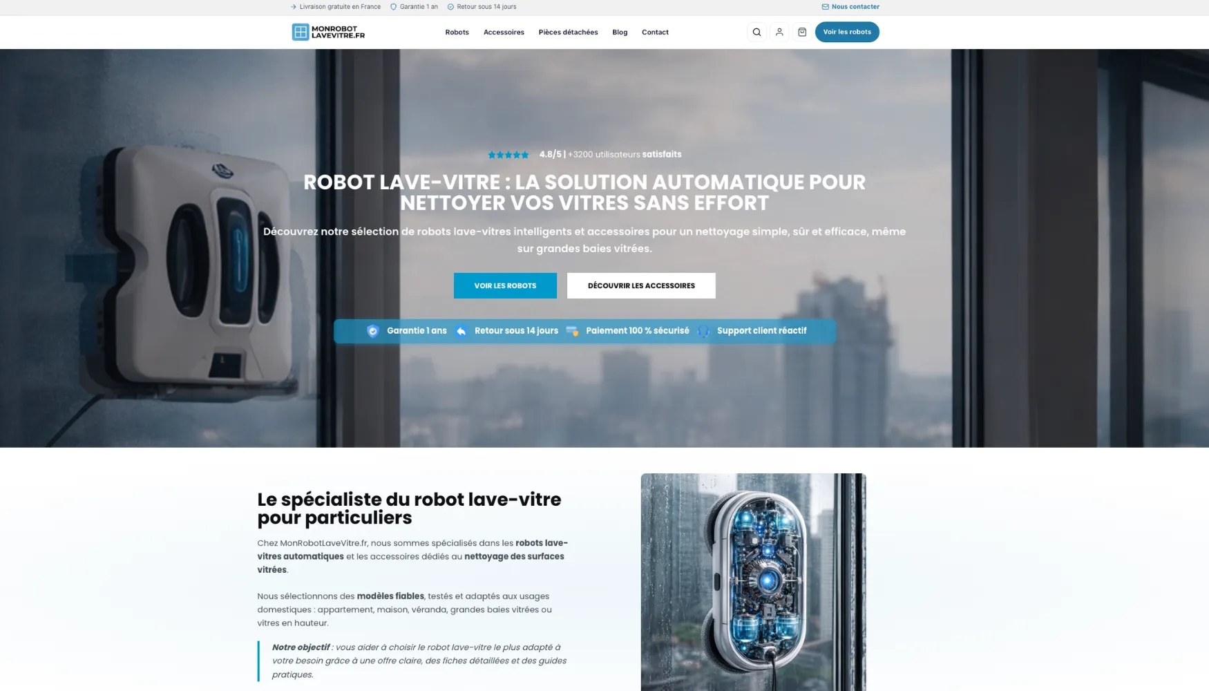 Aperçu du site MonRobotLaveVitre